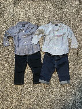 Nautica 12mo Baby Boy Bundle – Dark Wash Jeans & Anchor Button Ups